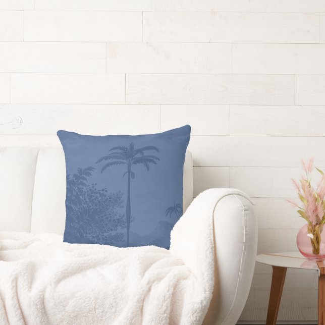 Stylish Boho Vintage Palm Trees Bohemian Blue Cushion (Couch)