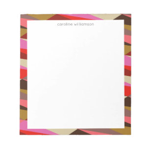 Stylish Bold 60s Geometric Border Personalised Notepad