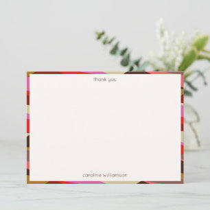 Stylish Bold 60s Geometric Border Personalized  Thank You Card
