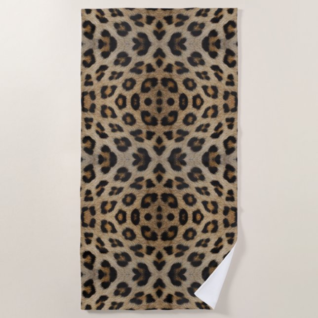 Stylish bold leopard fur animal print pattern chic beach towel (Front)