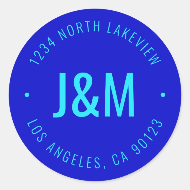 Stylish Bold Monogram & Circular Text Classic Round Sticker (Front)