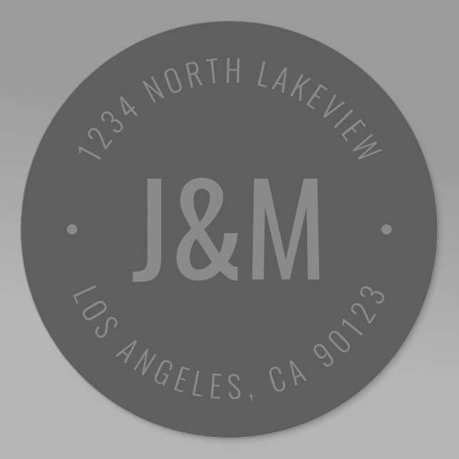 Stylish Bold Monogram & Circular Text | Dark Grey Classic Round Sticker (Creator Uploaded)
