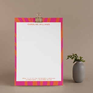 Stylish Bold Red Pink Abstract Monogram Name Custom Letterhead