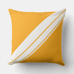 Stylish Bold Yellow White Diagonal Racing Stripes  Cushion