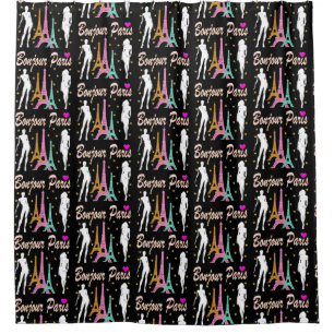 STYLISH BONJOUR PARIS SHOWER CURTAIN