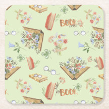 Stylish book themed paper coaster
