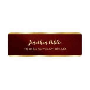 Stylish Bordeaux & Gold Template Return Address