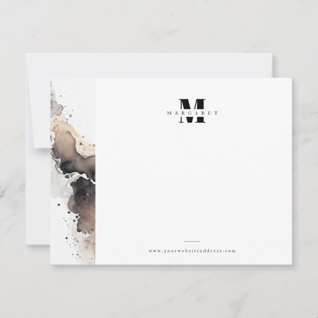 Stylish Border Bold Letter Simple Monogram Name Card (Front)