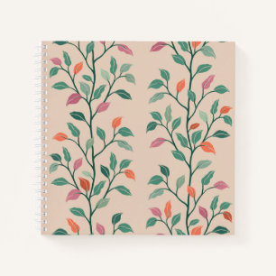 Stylish Botanical Leaf Pattern Elegant Notebook