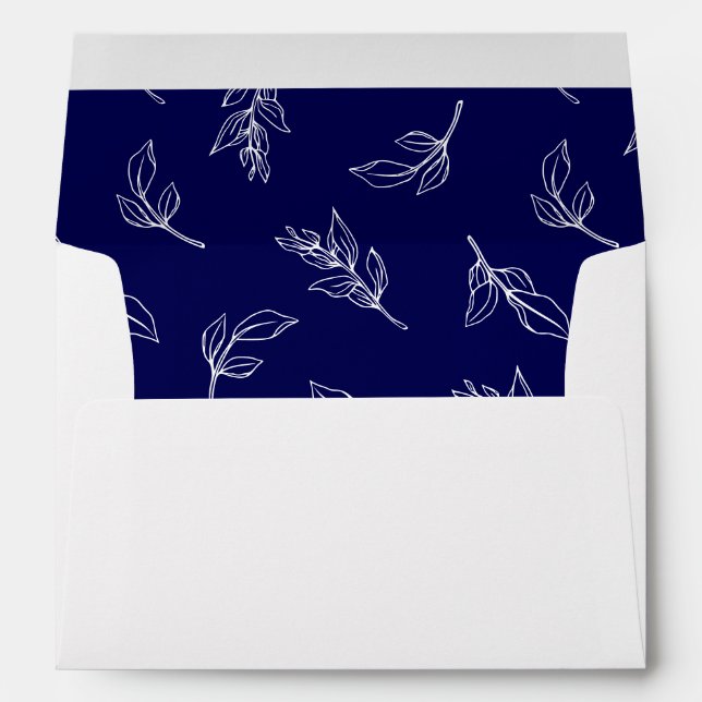 Stylish Botanical Leaves Wedding Return Address.  Envelope (Back (Bottom))