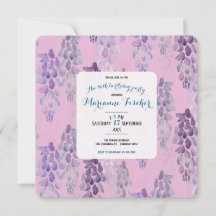 Stylish botanical Pink 80th birthday party invite