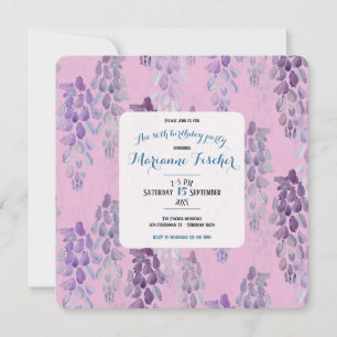 Stylish botanical Pink 80th birthday party invite