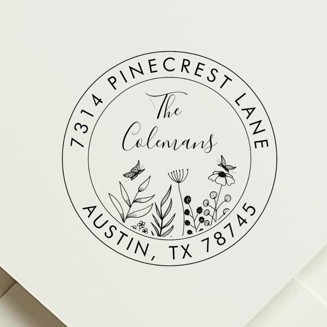 Stylish Botanical Return Family Address  Self-inking Stamp (Creator Uploaded)