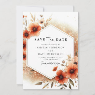 Stylish Botanical Terracotta Wedding  Save The Date