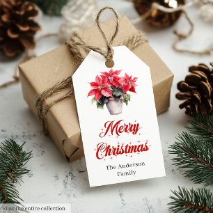 Stylish Botanical Watercolor Merry Christmas  Gift Tags