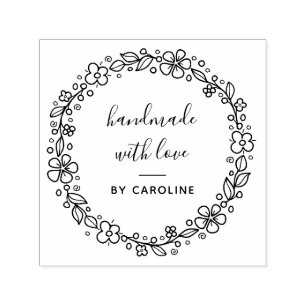stylish botanical wreath handmade self-inking stamp