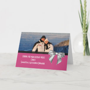 Stylish Bow Holiday Greeting Card, Pink Card