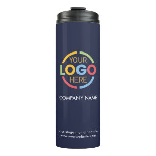 Stylish Branded Navy Blue Company Business Logo Thermal Tumbler