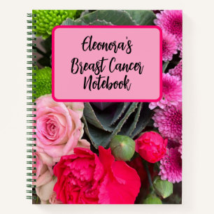 Stylish Breast Cancer Pink Floral Custom Spiral Notebook