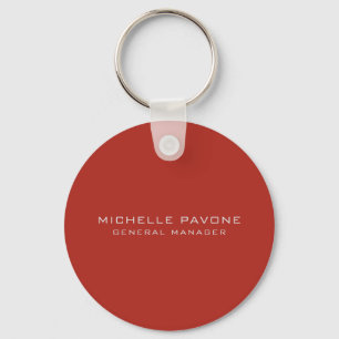 Stylish Brick Red & Grey Simple Plain Professional Key Ring