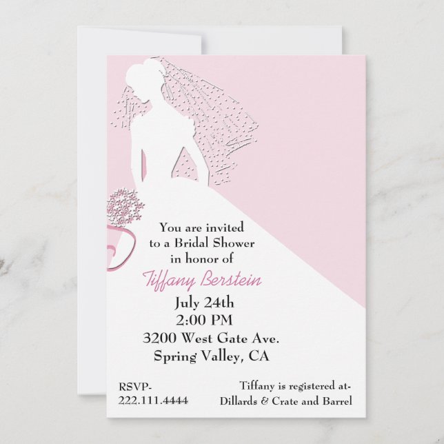 Stylish Bride in Veil Bridal Shower Invitation (Front)