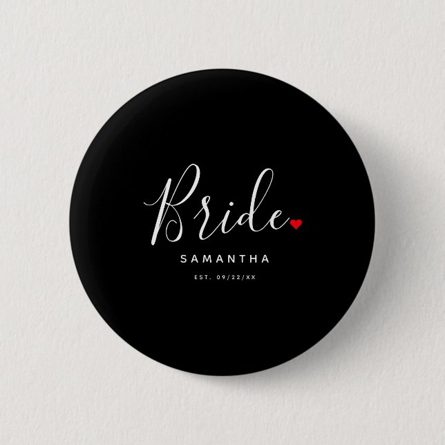 Stylish Bride Wedding T Shirt  6 Cm Round Badge (Front)
