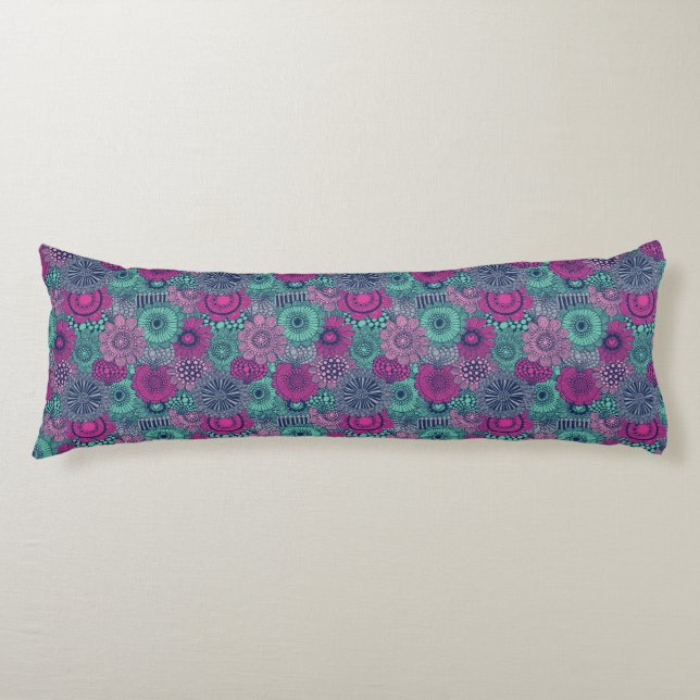 Stylish bright pattern of gorgeous flowers body cushion (Front)