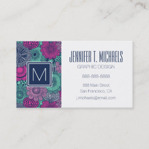 Stylish bright pattern of gorgeous flowers business card