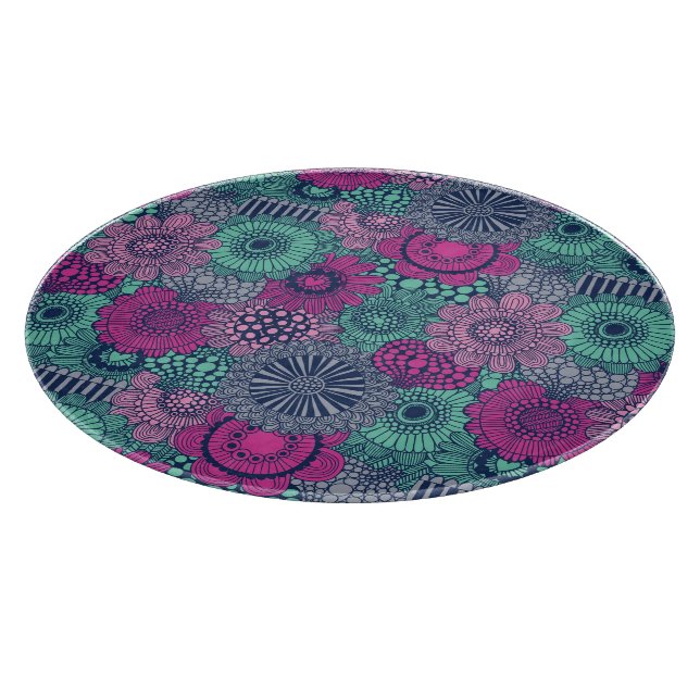 Stylish bright pattern of gorgeous flowers cutting board (Corner)