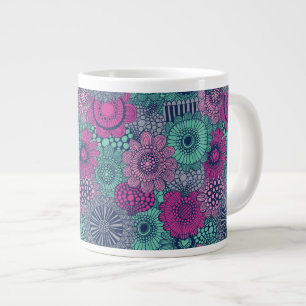 Stylish bright pattern of gorgeous flowers large coffee mug
