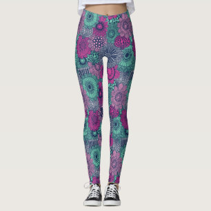 Stylish bright pattern of gorgeous flowers leggings