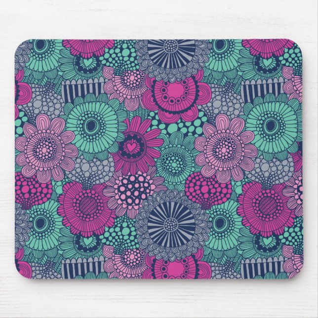 Stylish bright pattern of gorgeous flowers mouse mat (Front)