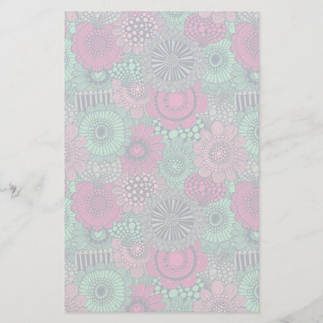 Stylish bright pattern of gorgeous flowers stationery (Front)