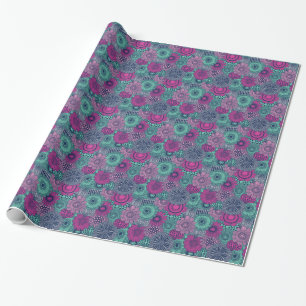 Stylish bright pattern of gorgeous flowers wrapping paper