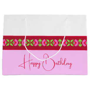 Stylish Bright Pink And Floral Large Gift Bag