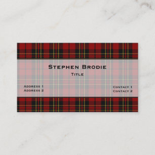 Stylish Brodie Tartan Plaid Custom Business Card