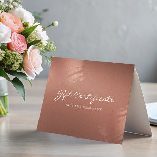 Stylish Bronze Business Gift Certificate Card