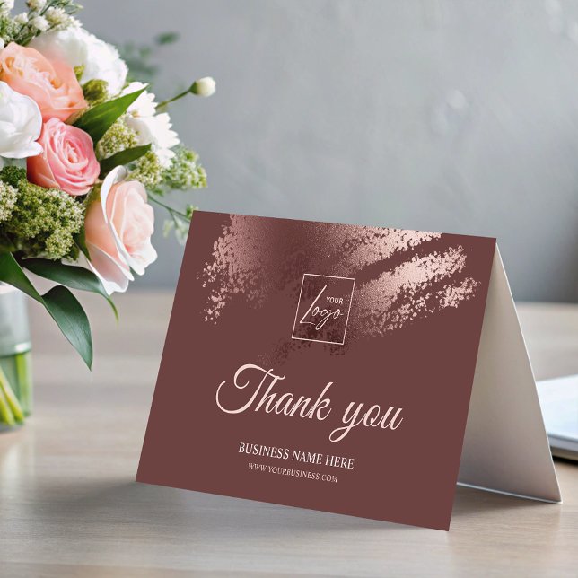Stylish Bronze Business Logo Folded Thank You Card (Stylish Bronze Business Logo Folded Thank You Card)
