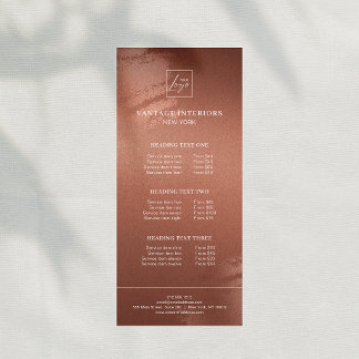 Stylish Bronze Business Logo Price List Rack Card