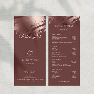 Stylish Bronze Business Logo Price List Rack Card