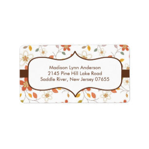 Stylish Brown Fall Flowers Return Address Labels. Label