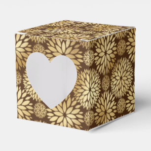 Stylish Brown & Gold Dahlias Pattern  Favour Box