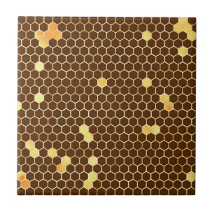 Stylish Brown Gold Honeycomb Tile