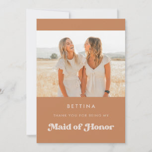 Stylish Brown Maid of honour thank you Photo card