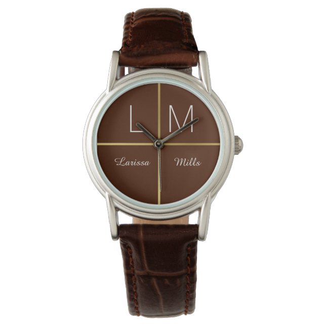 stylish brown personalized watch (Front)