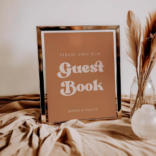 Stylish Brown Sign our guest book wedding sign