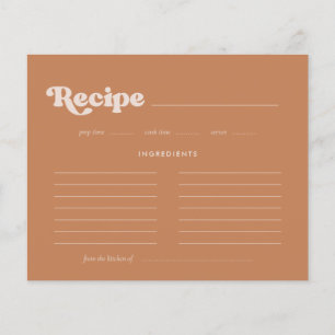 Stylish Brown sugar Bridal shower recipe card