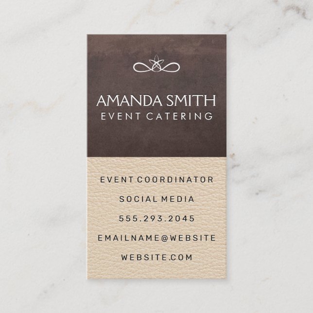 Stylish Brown Texture | Luxury Leather Background Business Card (Front)