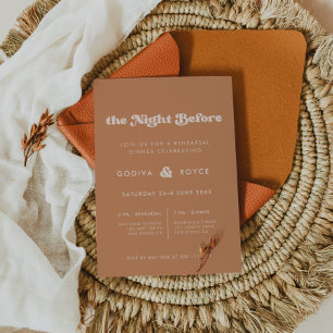 Stylish Brown The night before wedding rehearsal Invitation