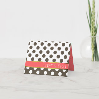 Stylish Brown & White Polka Dot Thank You Card